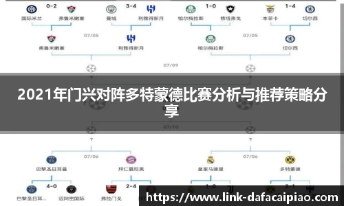 2021年门兴对阵多特蒙德比赛分析与推荐策略分享
